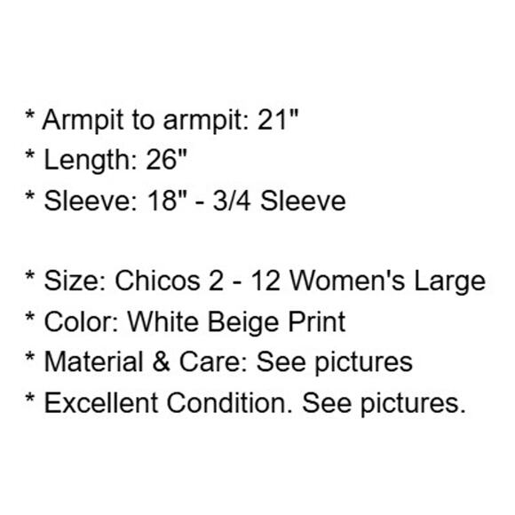 Chicos Top 2 Womens Large 12 Ivory Brown Chiffon Blouse Sheer Pleated Back - Picture 4 of 16